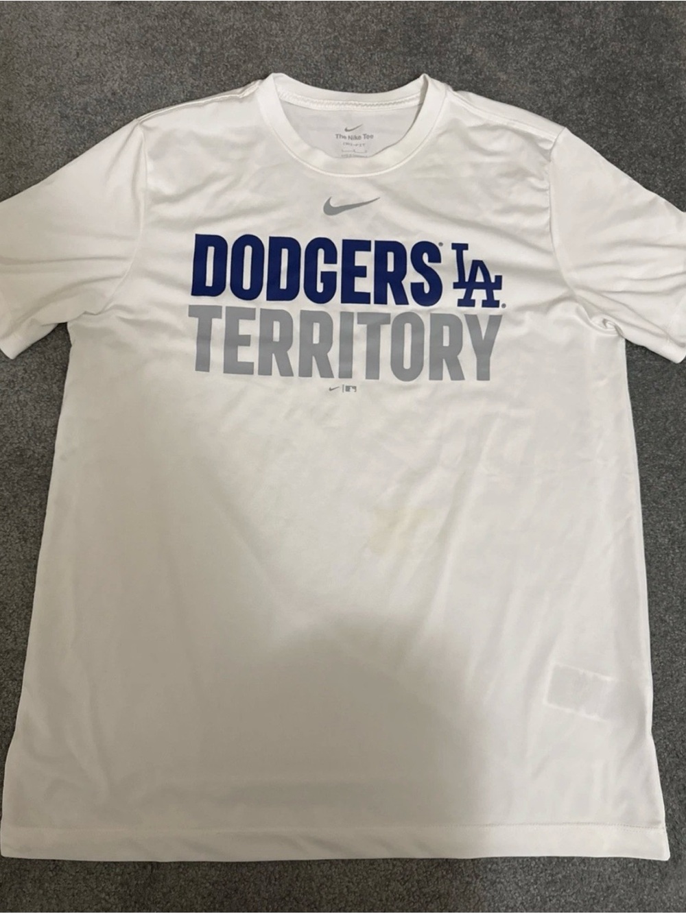 Nike White Dodgers Blue & Gray Territory Short Sleeve Tee